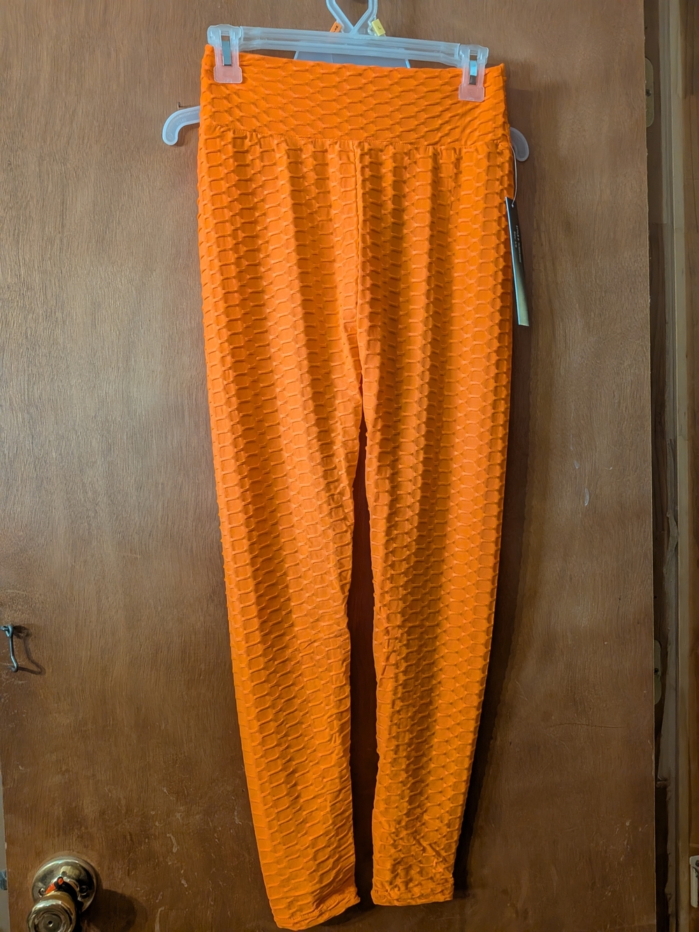 Women's Orange Textured Leggings